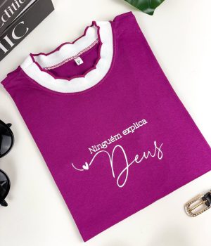 TSHIRT NINGUÉM EXPLICA  COR FÚCSIA